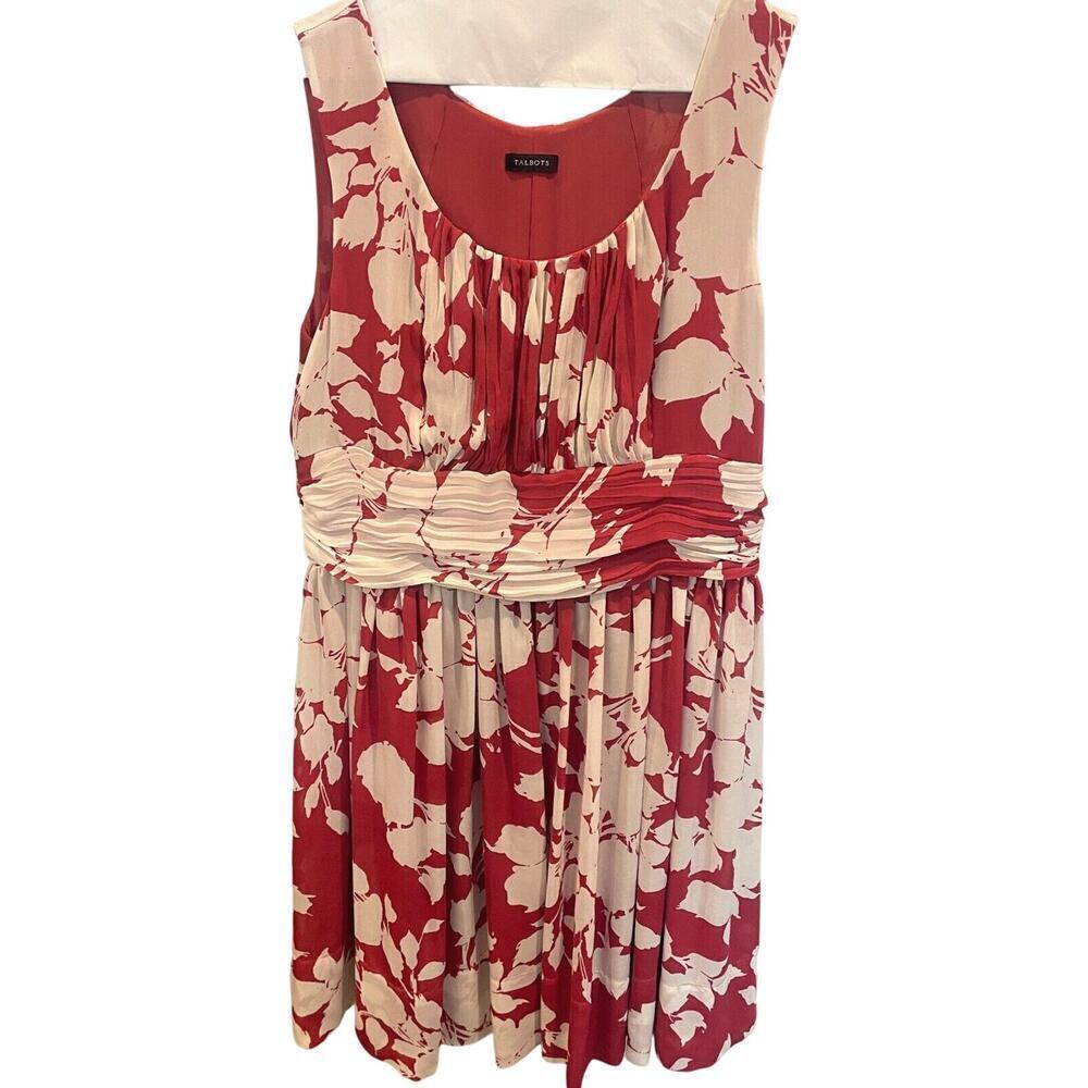 Talbots Women's Floral Sleeveless Sundress Sz 14/16 Chiffon Lined Coastal Marine